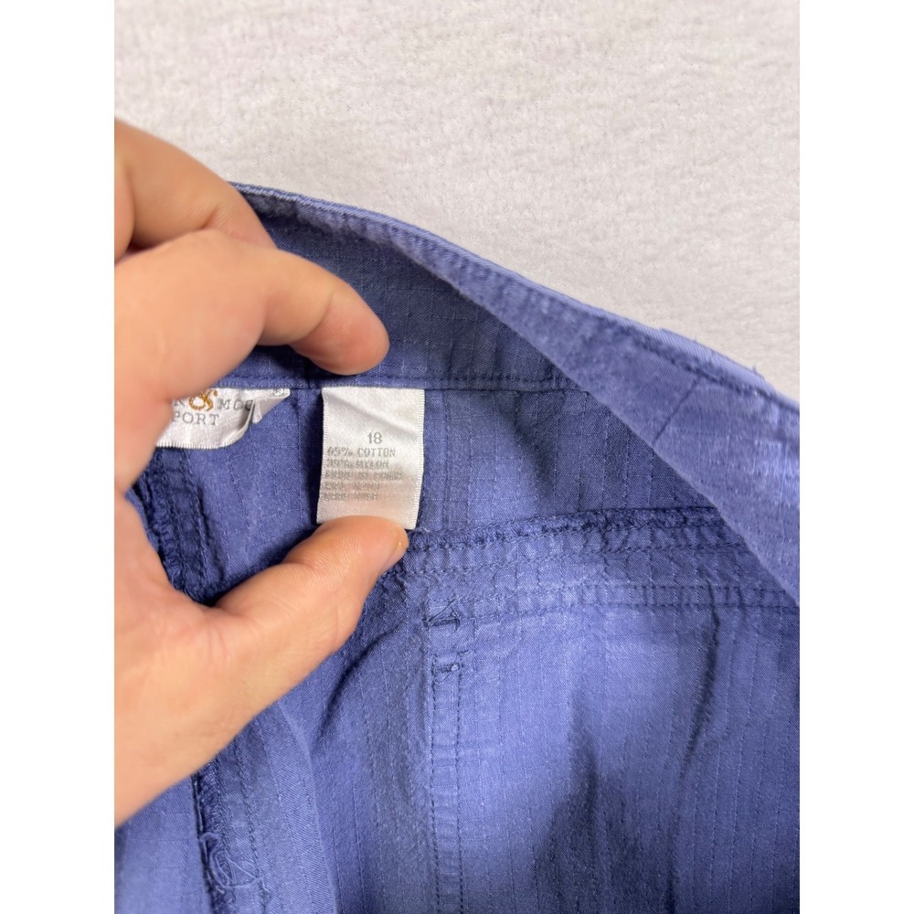 Sport Collection Women's Blue Herringbone Capris Size 10 Roll Tab Hem - Picture 3 of 9